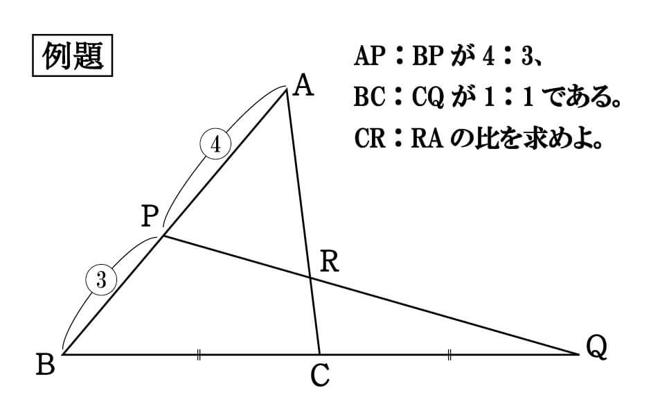 数学 メネラウスの定理 覚え方のコツ 受験の秒殺テク 3 勉強の悩み 疑問を解消 小中高生のための勉強サポートサイト Shuei勉強labo