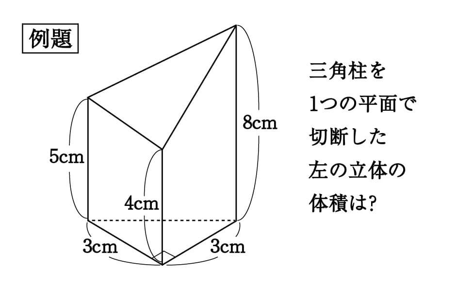 数学 斜めに切断された三角柱の体積は こう解くべし 受験の秒殺テク 7 勉強の悩み 疑問を解消 小中高生のための勉強サポートサイト Shuei勉強labo